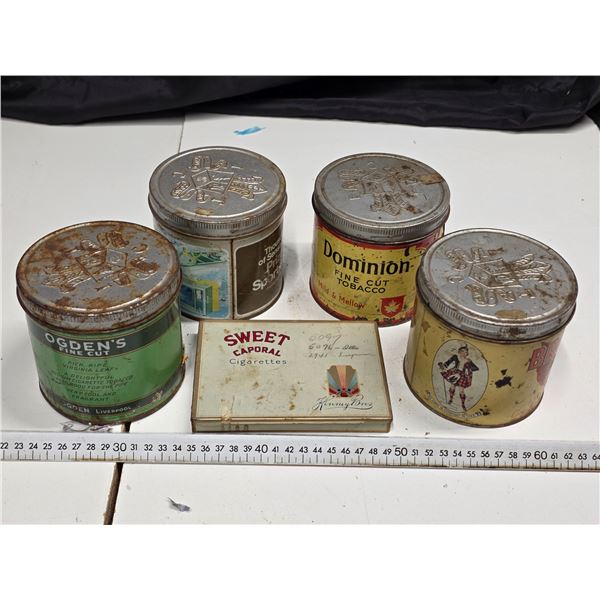 5 tobacco tins