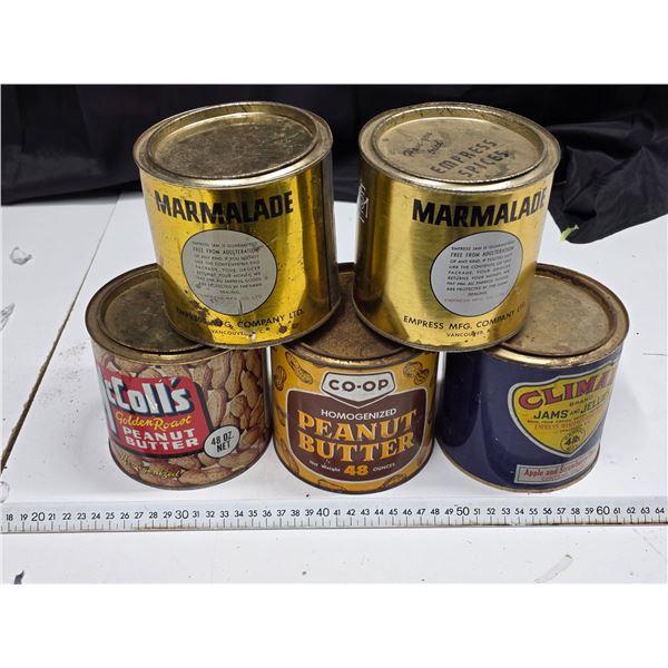 Jam and peanut butter tins