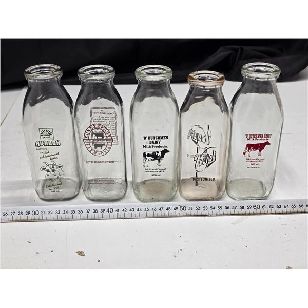 Glass milk bottles