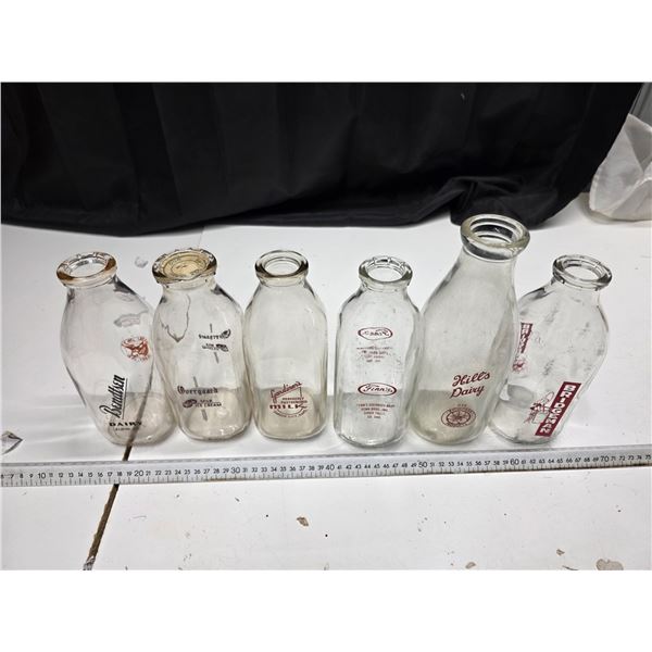 6 glass milk bottles