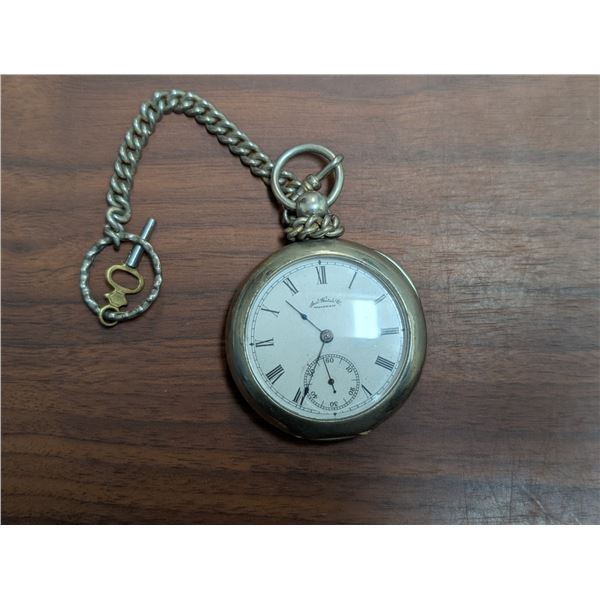 Am.Watch Waltham Dueber Silverine 04692 Pocket Watch w/ Key Running