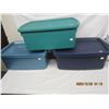 Image 1 : 3 Clean Totes with Lids2 Are Rubber Maid