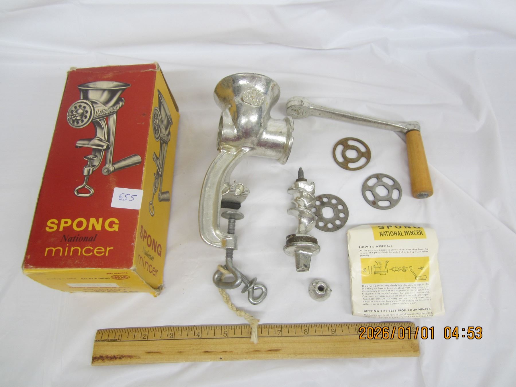 Antique Spong Mincer Meat Grinder with Original Box - Schmalz Auctions