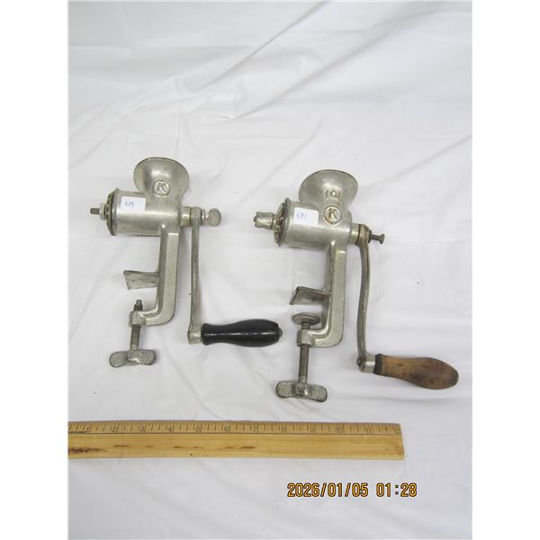 2 Antique Meat Grinders in Good Shape