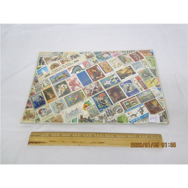 Lot of 3000 Collectors Stamps Sealed 694. Antique Chocolate Box Full of Stamps