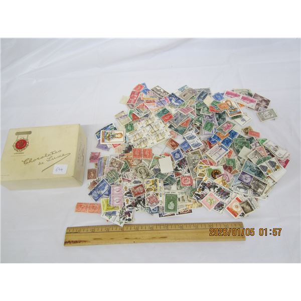 Antique Chocolate Box Full of Stamps