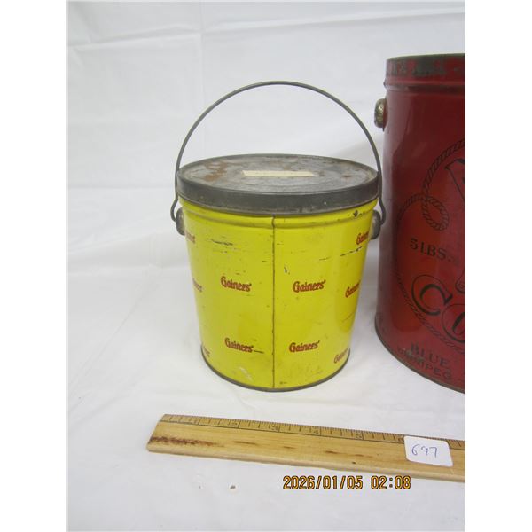 Lot of 2 Cans Gainers Lard and Norse Coffee