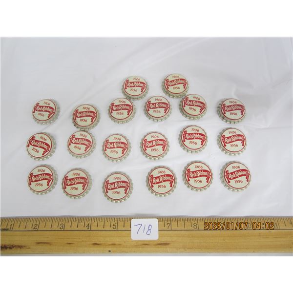 Lot of Unused Red Ribbon Cork Lined Bottle Caps