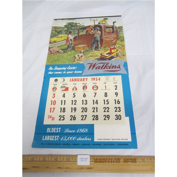 1954 Unused Watkins Calendar Good Condition