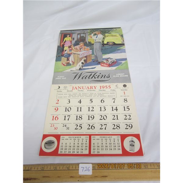 1955 Unused Watkins Calendar Good Condition
