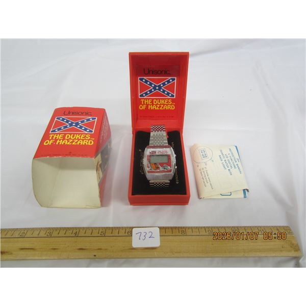 New Old Stock The Dukes of Hazzard Unisonic Wrist Watch with Original Packaging Needs New Battery Ne
