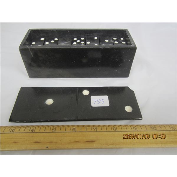 Antique Stone Box full of Dominoes