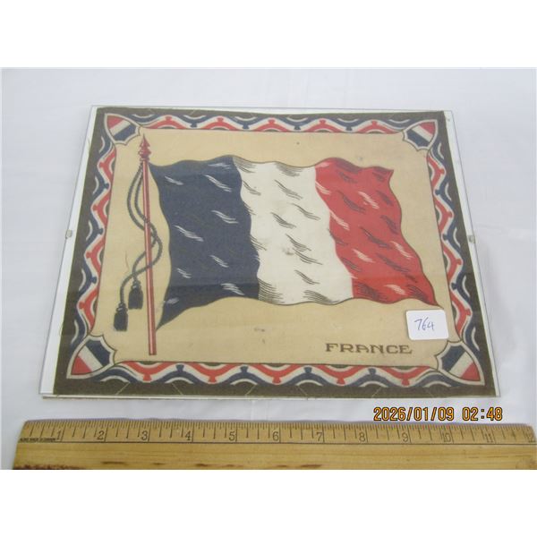 Vintage French Flag in a Frame made of Fabric