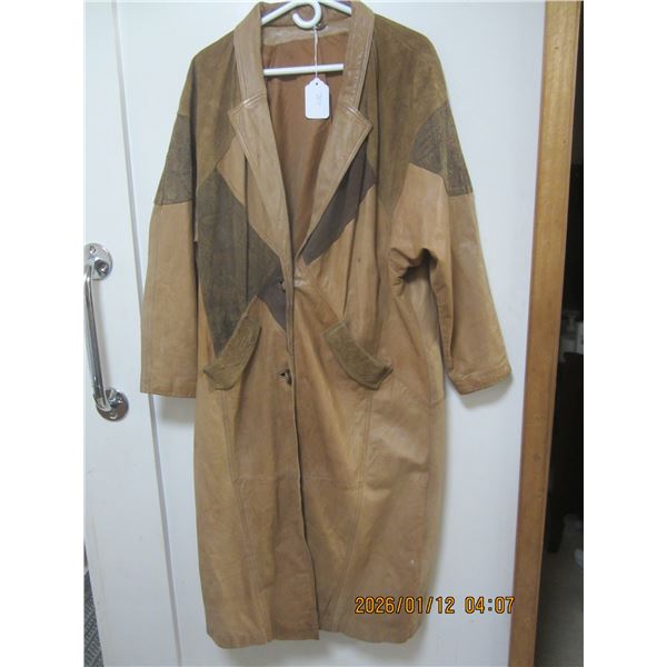 Vintage Full Length Designer Leather Coat