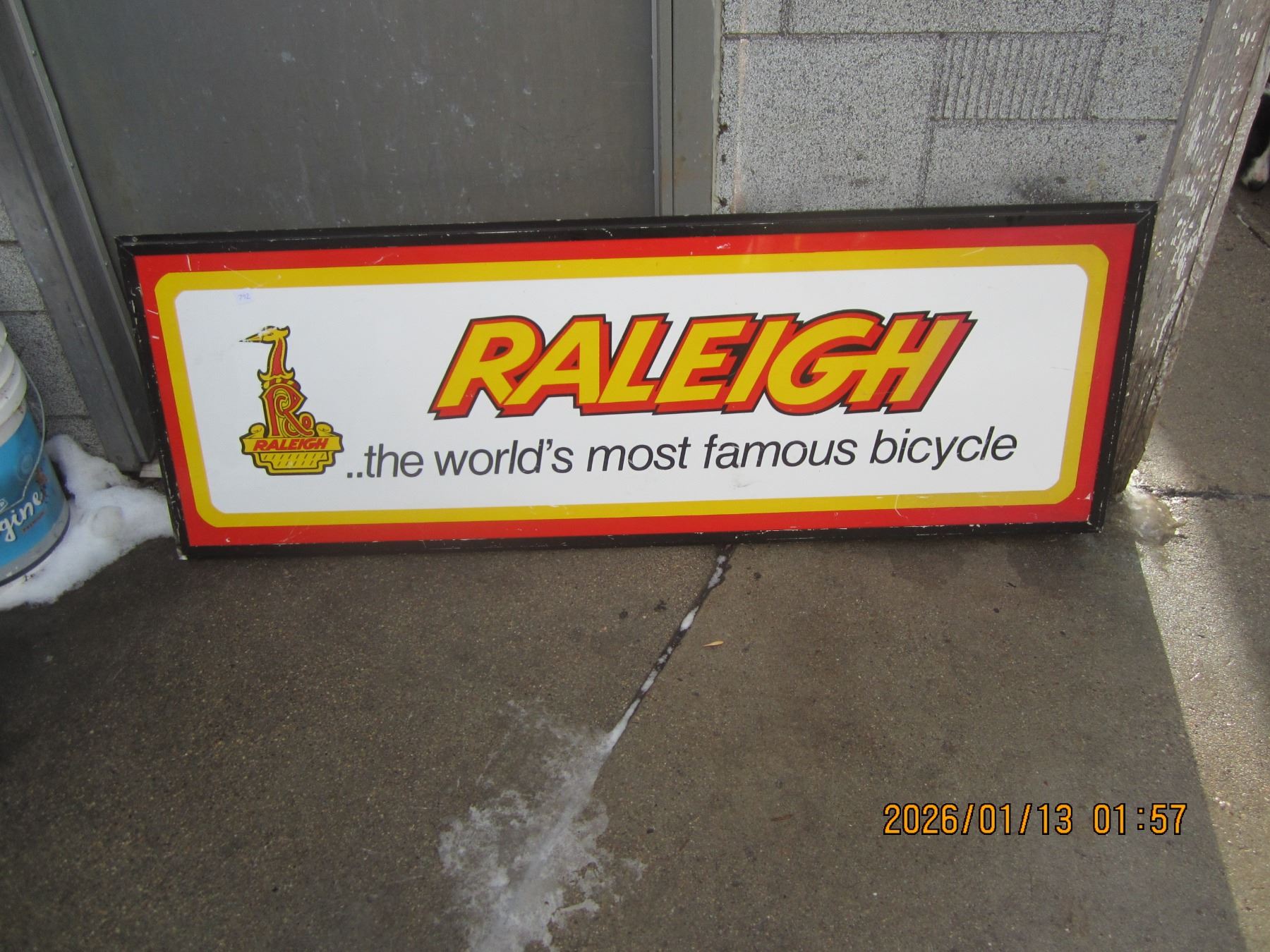 Vintage Raleigh Bike Sign 55 Inches Long - Schmalz Auctions