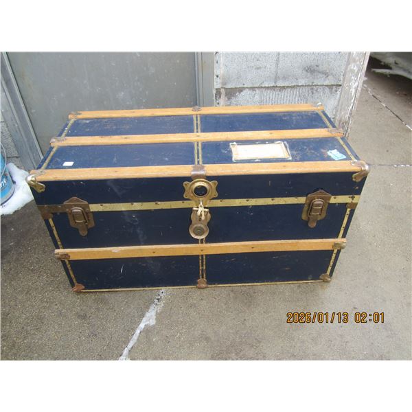 Antique Blue Steamer Trunk