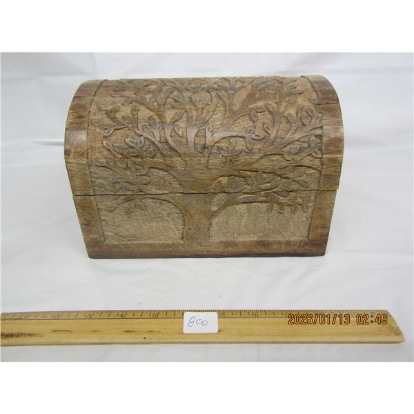 Antique Hand Carved Wooden Stash Box