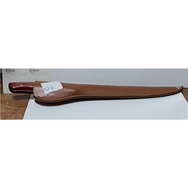 stainless lory oilfield fillet knife c/w sheath, gut hook, serrated handle 5", blade