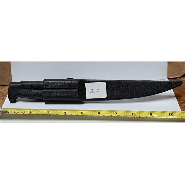 hand crafted stainless steel fillet knife c/w sheath, handle 4-1/2" blade 6"