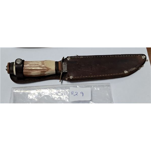 monarch stainless steel bone hunting knife c/w sheath hanle 3-1/2?, blade 5-1/2"