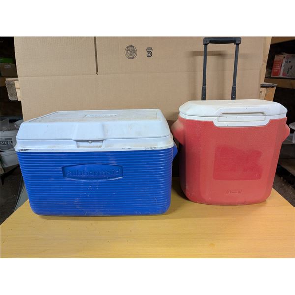 2 cooler- 1 has rolling wheels