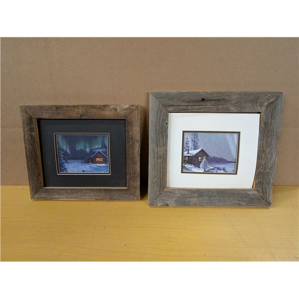 2 glen scrimm shaw paintings- christmas cabin and december warmth