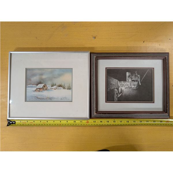 2 paintings in frames- with about the artist