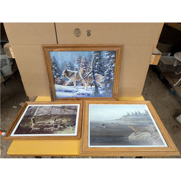 3 wildlife paintings