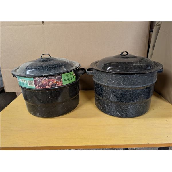 2 easy clean porcelain cooking pots