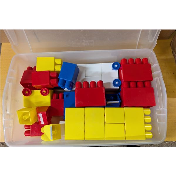 Tub full of mega bloks