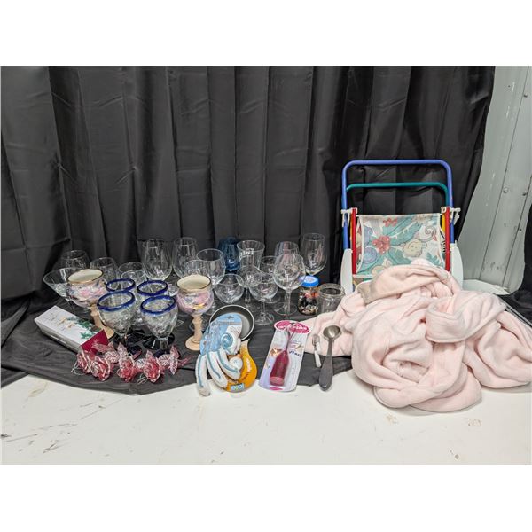 Lot of Misc. Items (Wine Glasses,(6) Unique Ones Kitchen Items (Gadgets), Decor, and etc.)