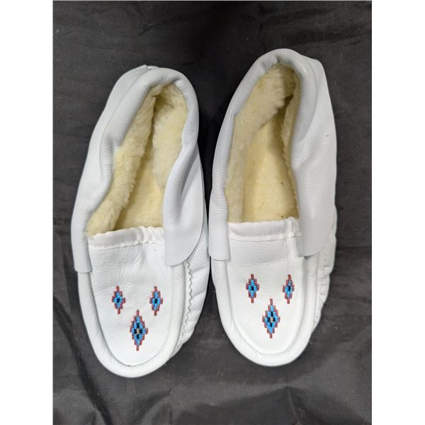 Pair of Genuine Leather Slip on Shoes/slippers With beaded Work on top
