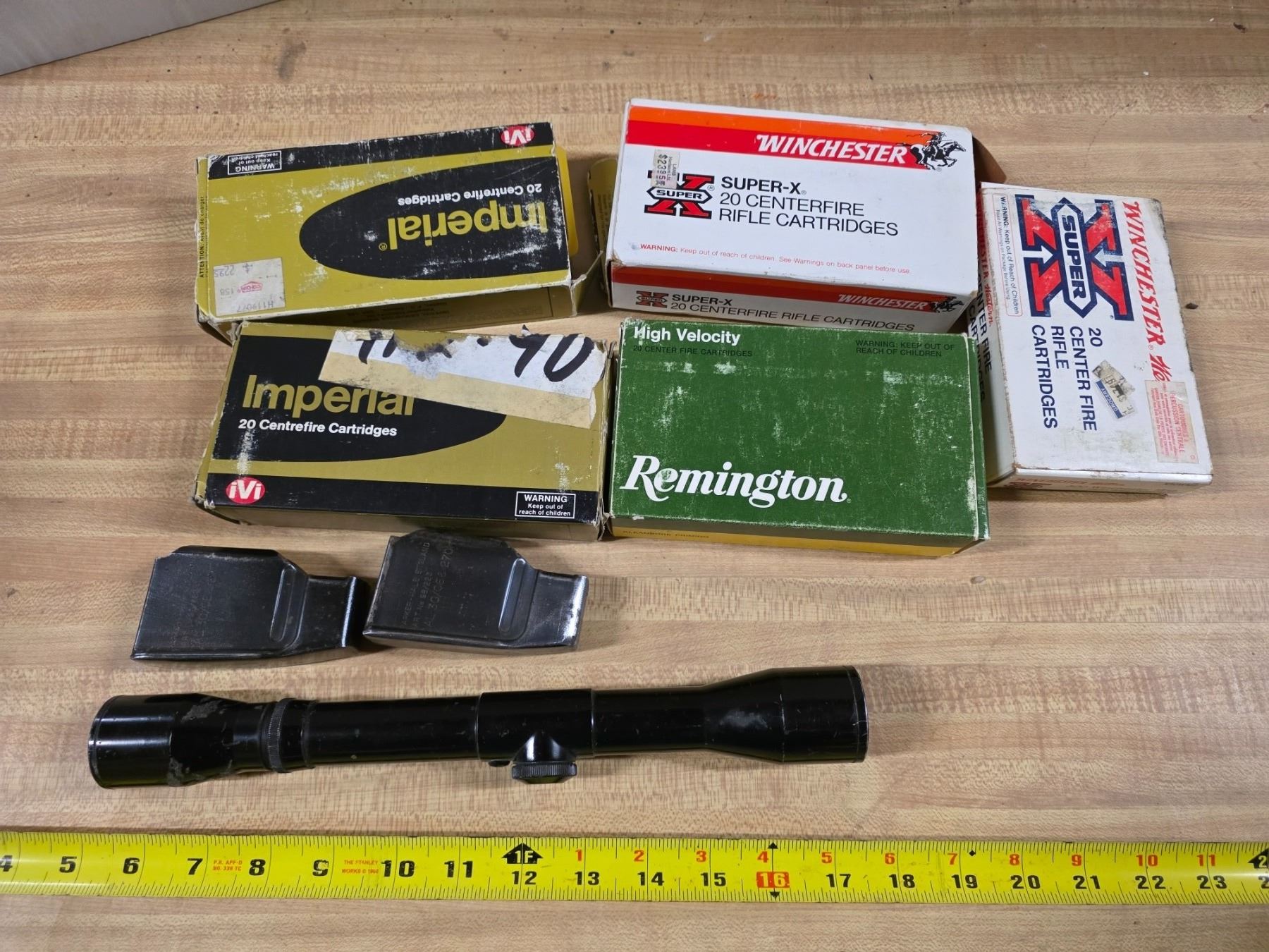 Shell Scope Shell casings with magazines and scope - Schmalz Auctions