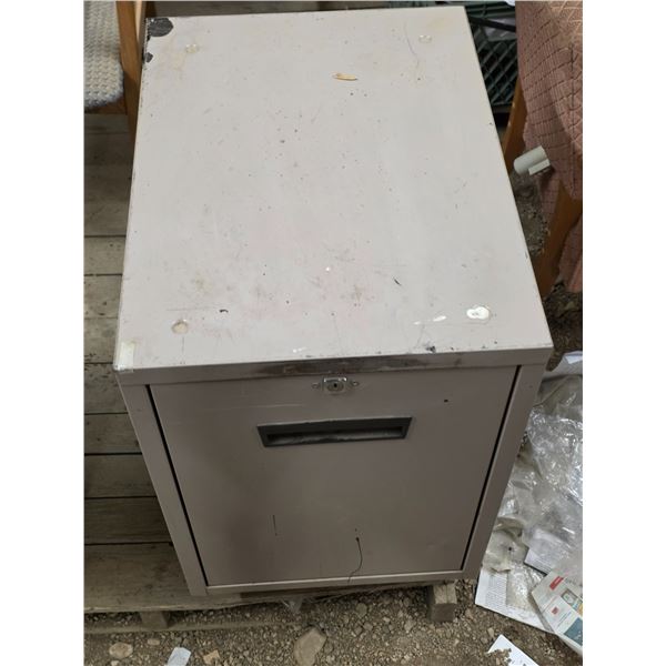 metal cabinet on wheels- 22" by 17" by 28"H