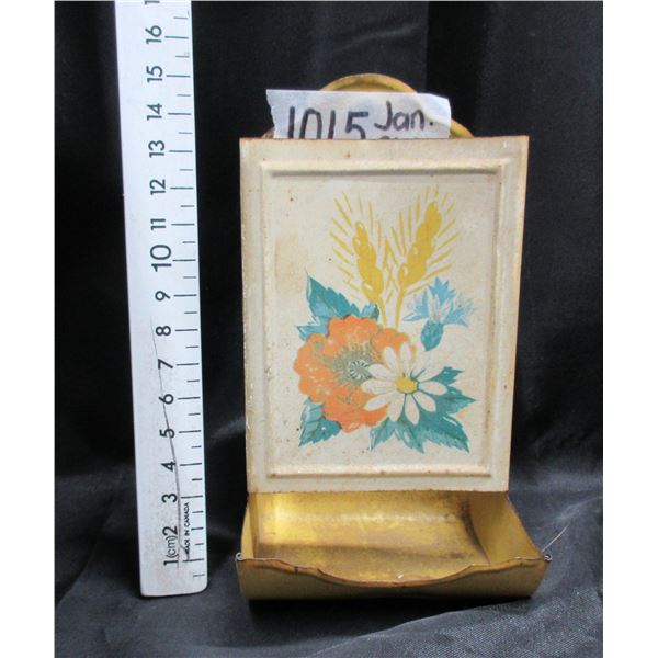 Tin Flowered Match Holder