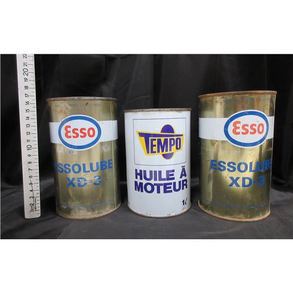 3 Vintage  Oil Tins (All Full)