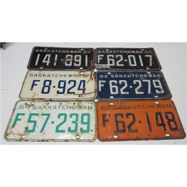 Lot of 6- 1960's license Plates