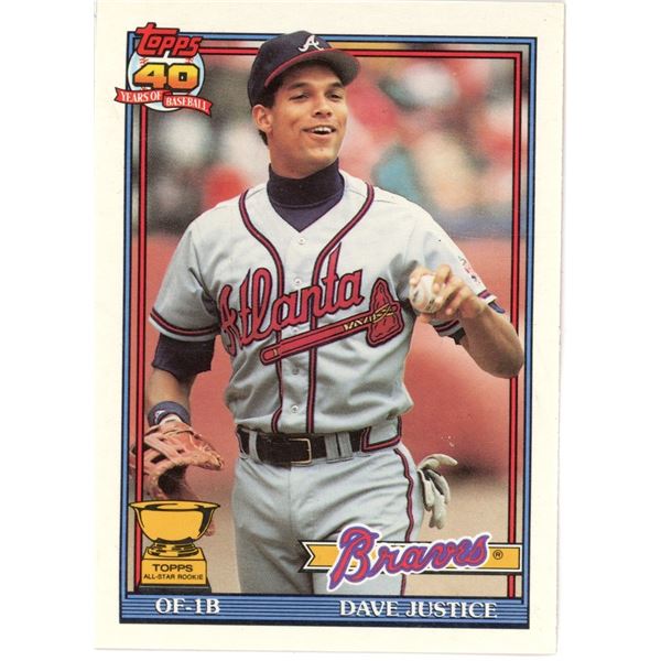 1991 Topps Dave Justice #329 Baseball Card