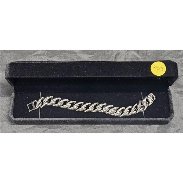 NEW Platinum Plated Iced Out Cuban Bracelet