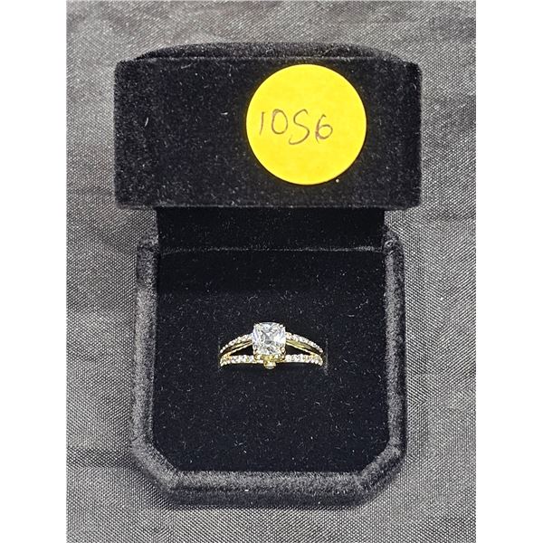 NEW 14K Gold Plated 1.0ct Cushion Cut (CZ) Ring