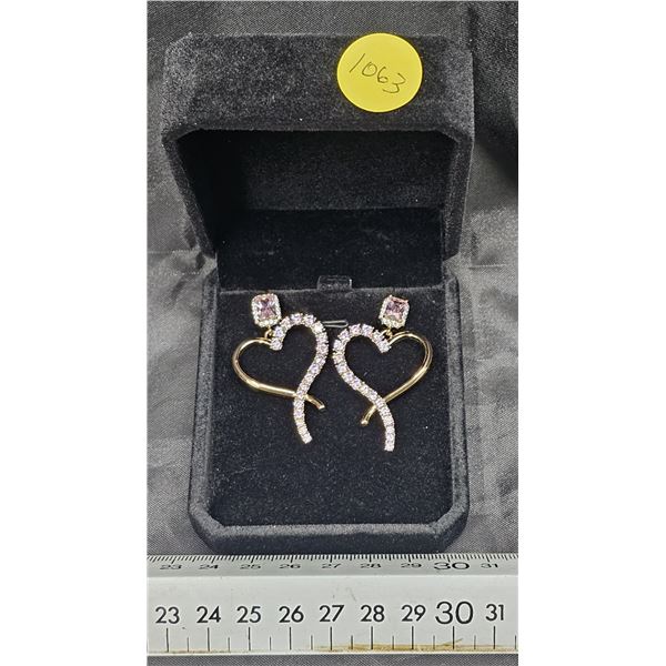 NEW 18K Gold Plated 1.0ct (CZ) Dangle Earrings