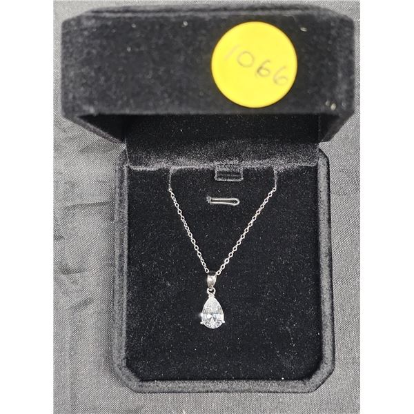 NEW 925S 2.0ct Pear Cut (CZ) Solitaire Necklace