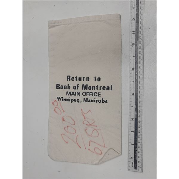 Bank of Montreal Bank Bag. Winnipeg Main Office.