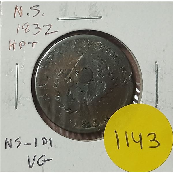 Nova Scotia 1832 Half Penny Pre-Confederation Token. NS-1D1. VG.