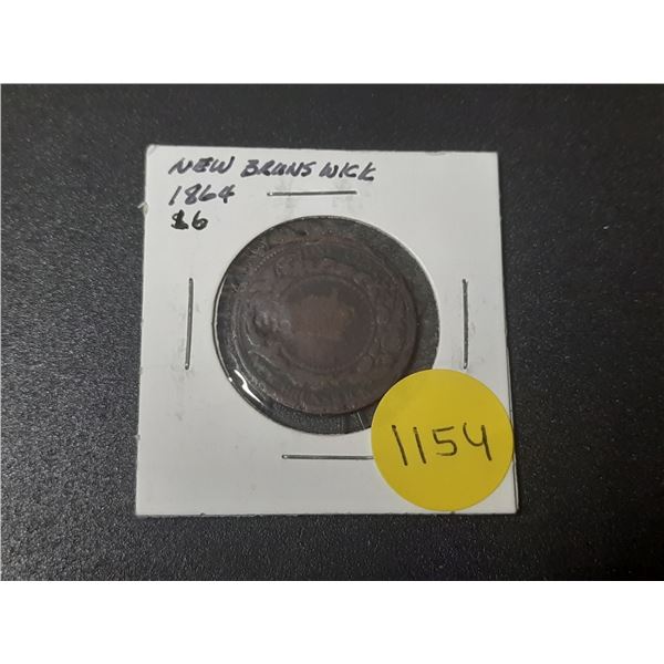 New Brunswick. 1864 1 Cent with Small 6. Good.