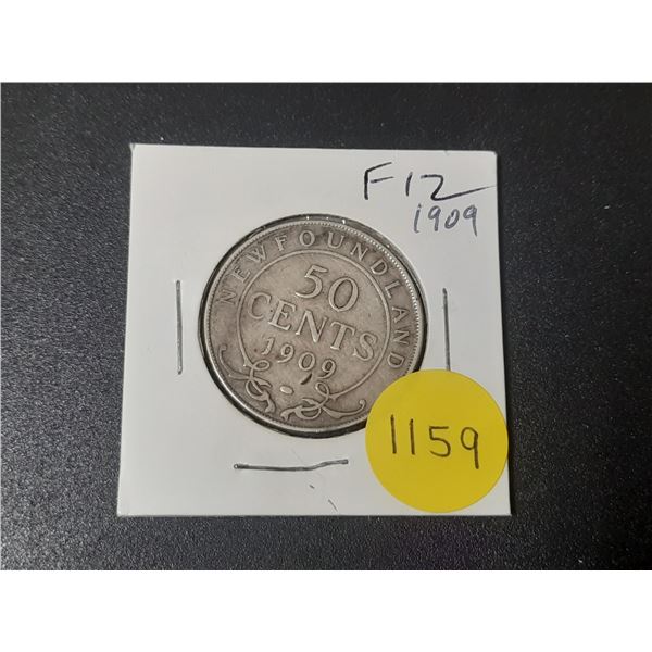 Newfoundland. 1909 Silver 50 Cents. The last Silver 50 Cents issued for King Edward VII. F12.