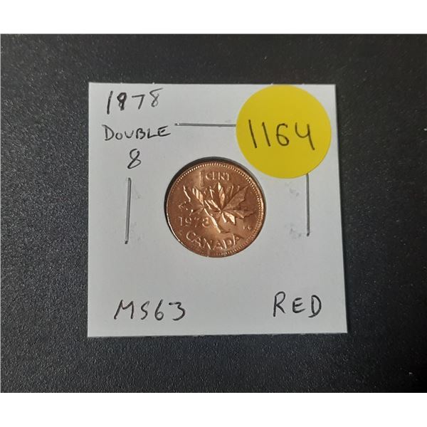 1978 Double 8 Canadian Small Cent. MS63 Red. Scarce.