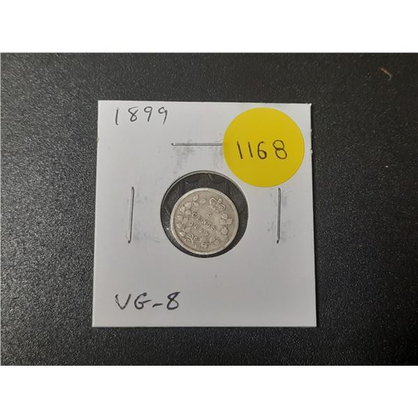 1899 Canadian Victorian Silver 5 Cents. VG8.