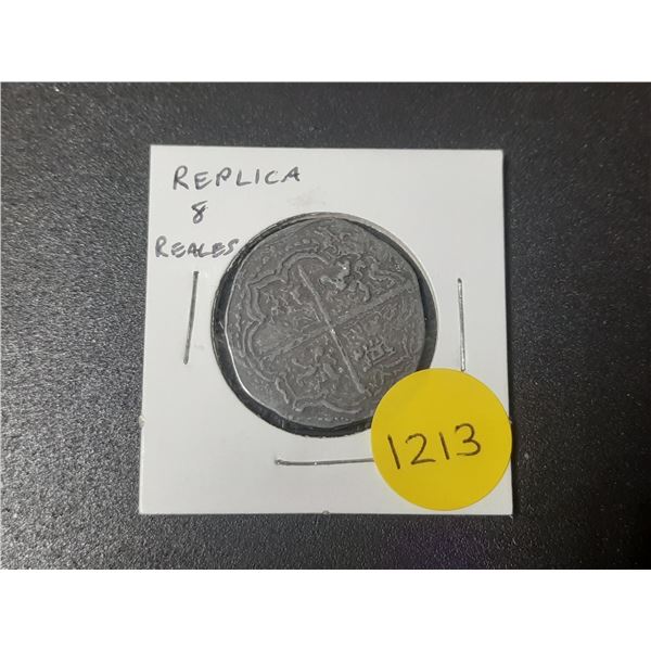 Replica of Spanish 8 Reales Silver Cob. This is not a real coin.