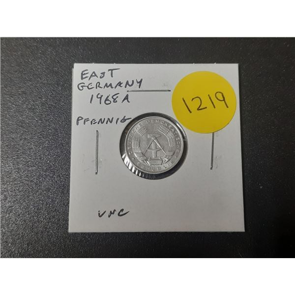 East Germany. 1968A 1 Pfennig. Berlin Mint. Uncirculated.
